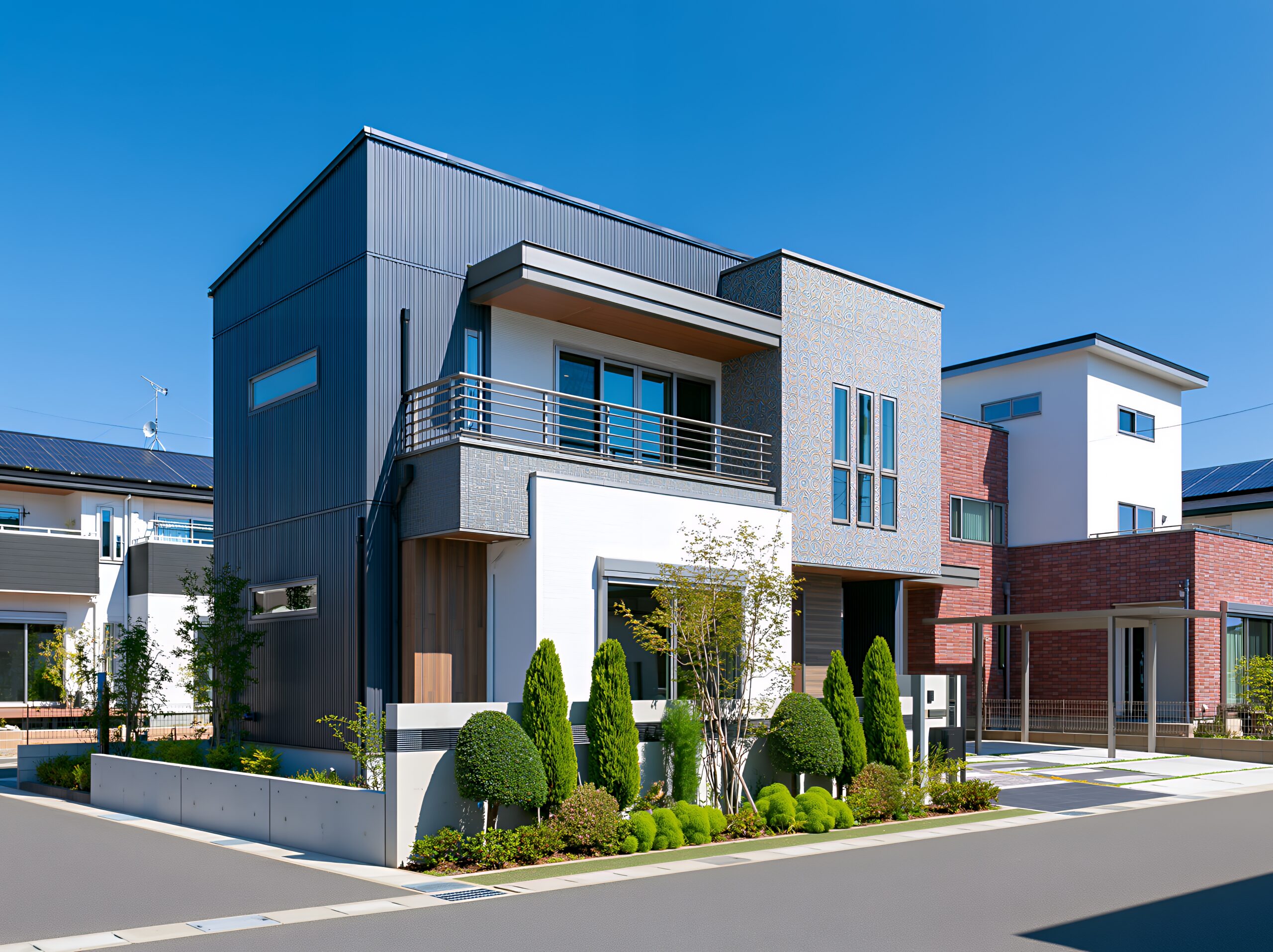 青空の下に完成した注文住宅の外観